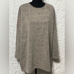 CLARA SUN WOO WOMENS PULLON GRAY CREAM SWEATER MADE IN USA, SIZE M